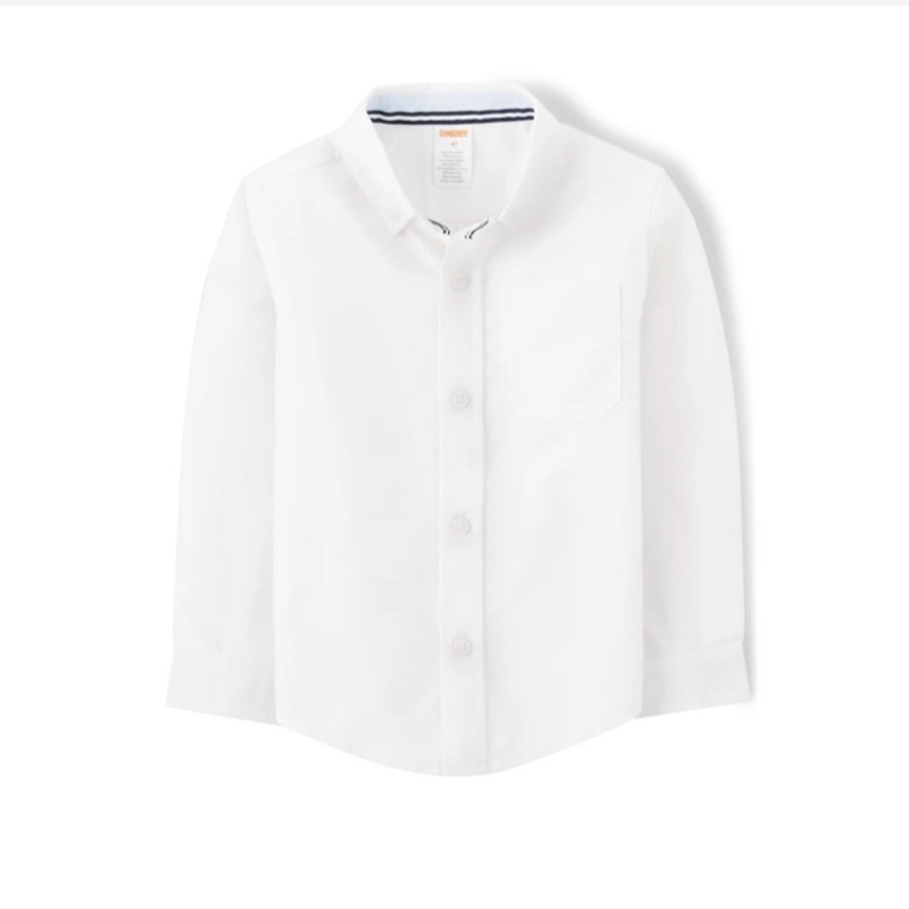 NWT - Boys Oxford Button Down Shirt With Stain And Wrinkle Resistance White